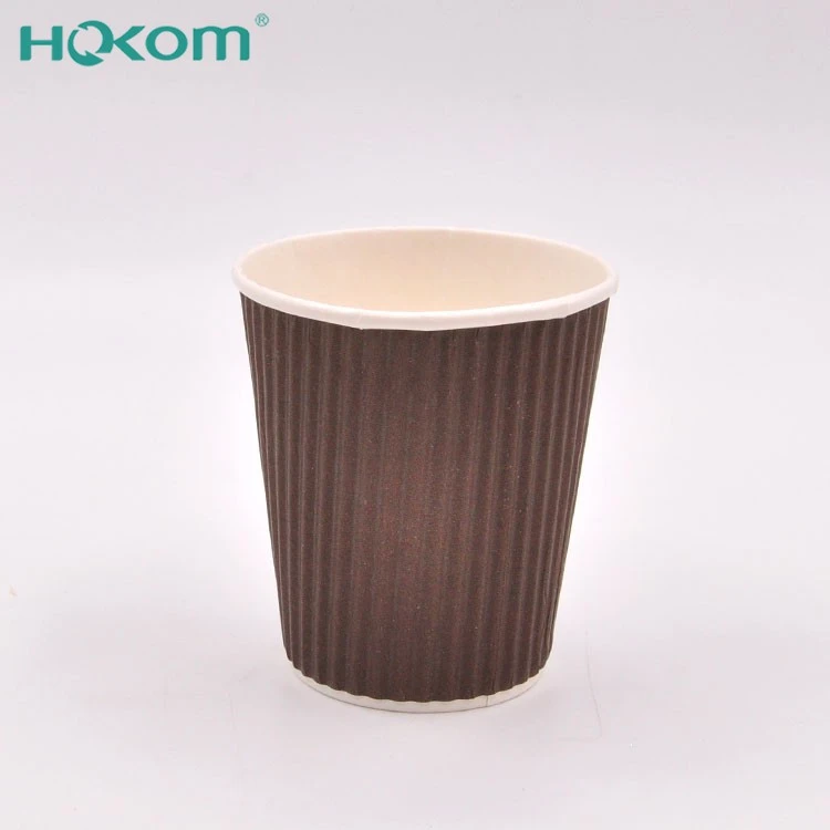 Hokom Manufacturer's Eco-Friendly Disposable Ripple Double Wall Paper Cup Biodegradable And Compostable For Takeaway Hot Beverages