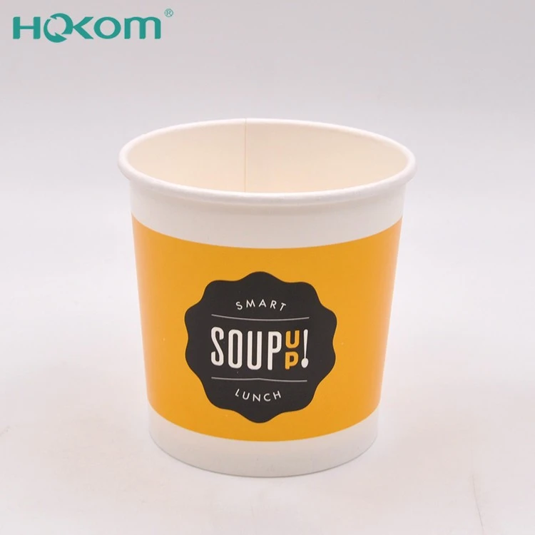 Hokom 2025 New Product Eco-friendly Custom Flexo Printing Soup Container Takeway White Paper Soup Bowls