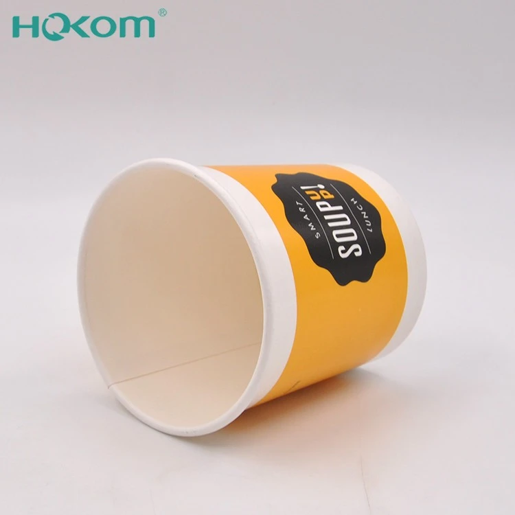 Hokom 2025 New Product Eco-friendly Custom Flexo Printing Soup Container Takeway White Paper Soup Bowls