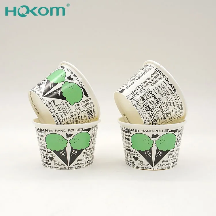 Hokom Custom Printed Yogurt & Ice Cream Cups Single Wall 4oz 5oz 6oz 8oz 12oz 16oz Cup Lids Included
