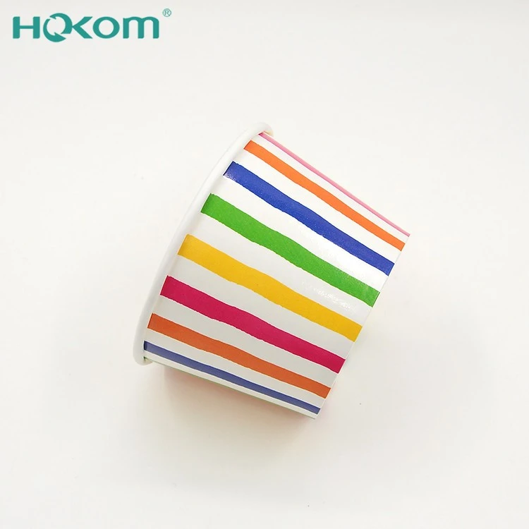 Hokom Disposable Ice Cream Yogurt Mousse Thickened Cups Custom Upper Round Bottom Paper Cup With Lid