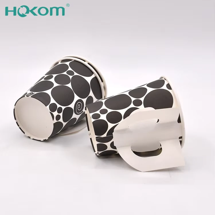 Hokom Hot Sale Custom Printed Paper Cup Disposable Eco Friendly 6oz Paper Tea Cup With Handle best
