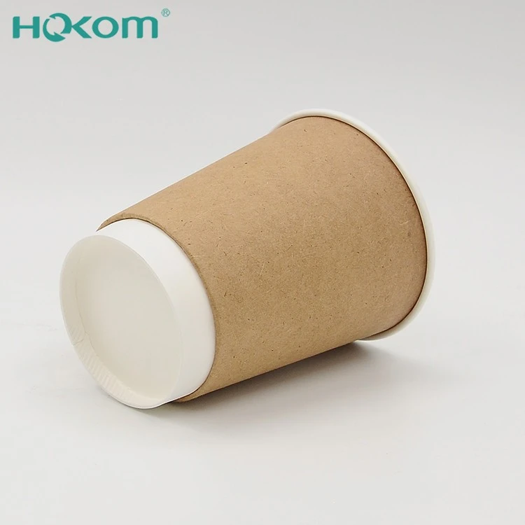 Hokom Paper Factory Disposable Hot Or Cold Drinks 8OZ Double Wall Kraft Paper Coffee Cups